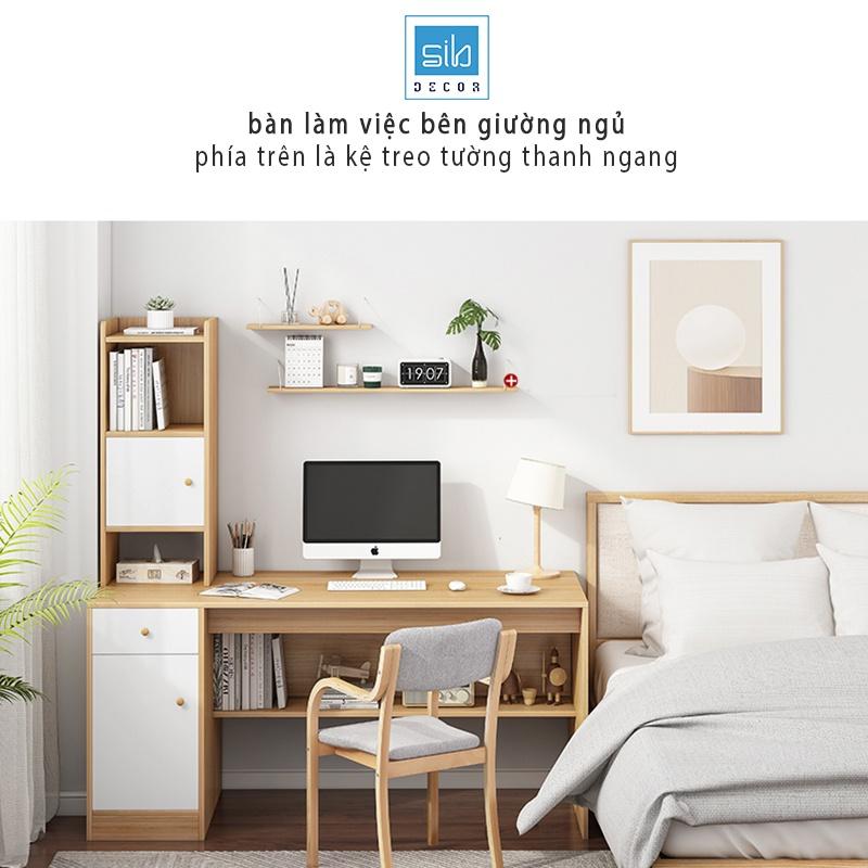 Bàn Làm Việc Tích Hợp Tủ Sách Nhiều Ngăn Cách Điệu, Có Hộc Tủ Thông Minh SIB Decor