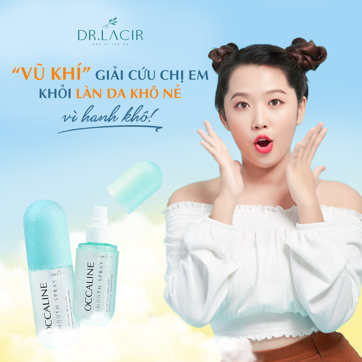 Xịt Khoáng Dưỡng Ẩm Occaline Smooth Spray Dr Lacir - Xịt Dưỡng Tế Bào Gốc Ẩm Sâu Mịn Màng (130ml Chính Hãng Dr. Lacir)