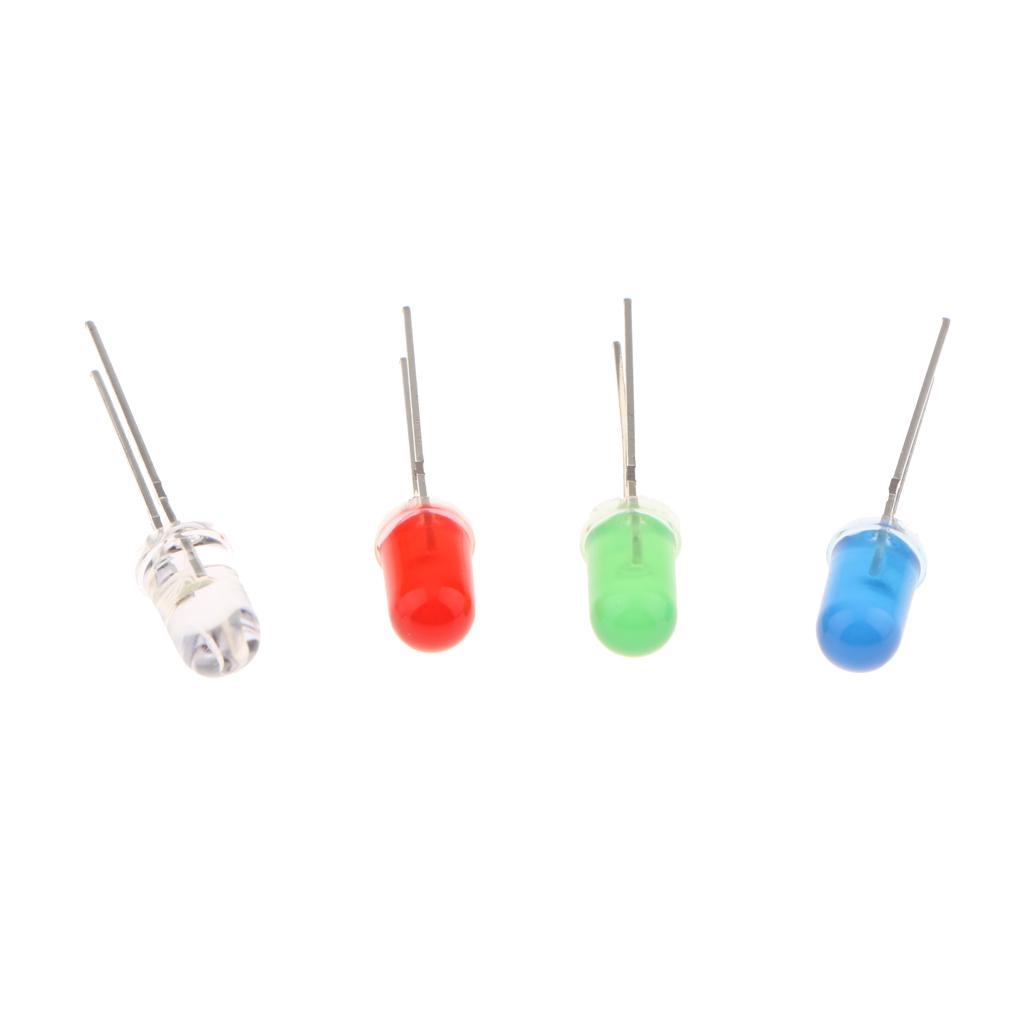 100 Viên 5 Mm Đỏ Trắng Xanh Xanh Diode Đèn LED Phát Sáng Bóng Đèn Đèn Dạ Quang