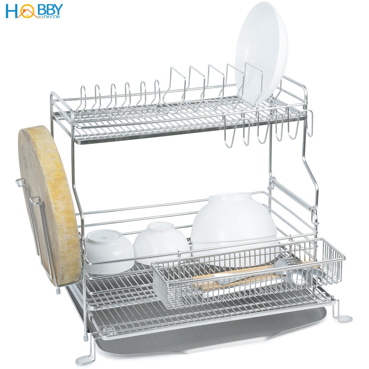 Kệ chén 2 tầng đa năng co giãn inox 304 cao cấp Hobby home decor KC5