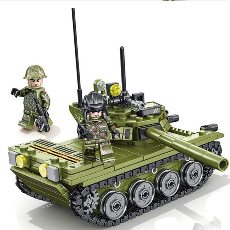 Đồ chơi lắp ráp trẻ em bằng nhựa ABS an toàn -Xe Tank chiến đấu xoay 360 độ