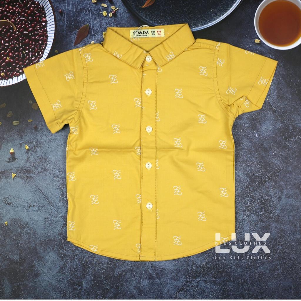 Áo Sơ Mi Cho Bé Trai 6-12 Tuổi Họa Tiết TL - Chất Vải Cotton Thấm Hút Mồ Hôi, Mềm Mại - Áo Cộc Tay Mùa Hè CHo Bé