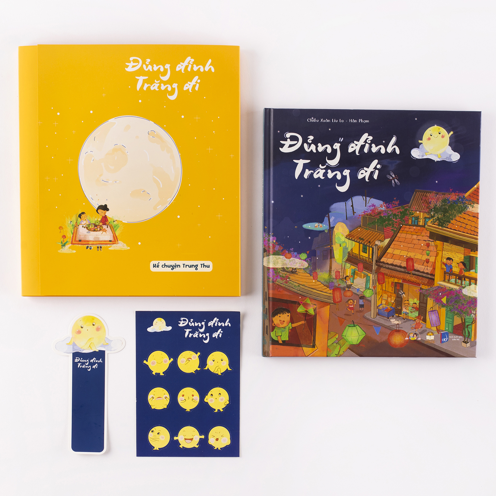 Hộp sách Kể Chuyện Trung Thu 2 cuốn Đủng Đỉnh Trăng Đi và Chuyện Mùa Trăng kèm sticker, bookmark quà cho bé 0-6 tuổi