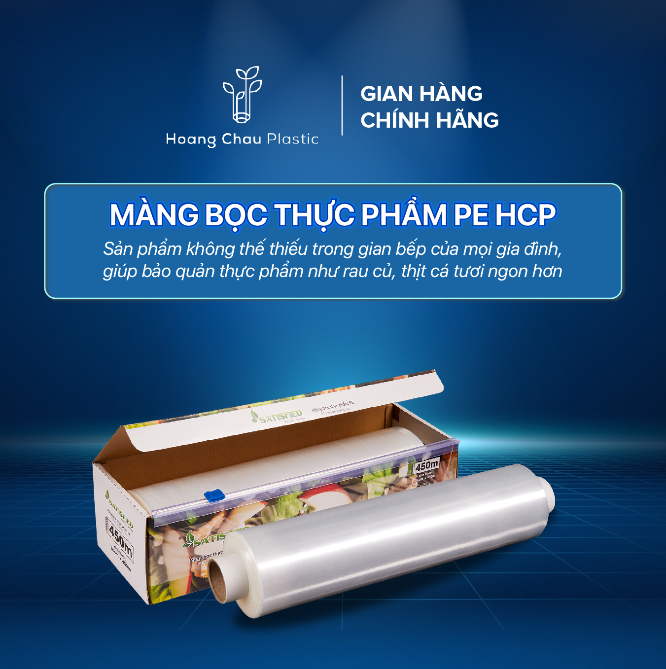 Hộp Màng Bọc Thực Phẩm PE Kháng Khuẩn 38cmX450m SATIS Phủ Nano Bạc An Toàn Cho Sức Khỏe Dùng Được Cho Lò Vi Sóng