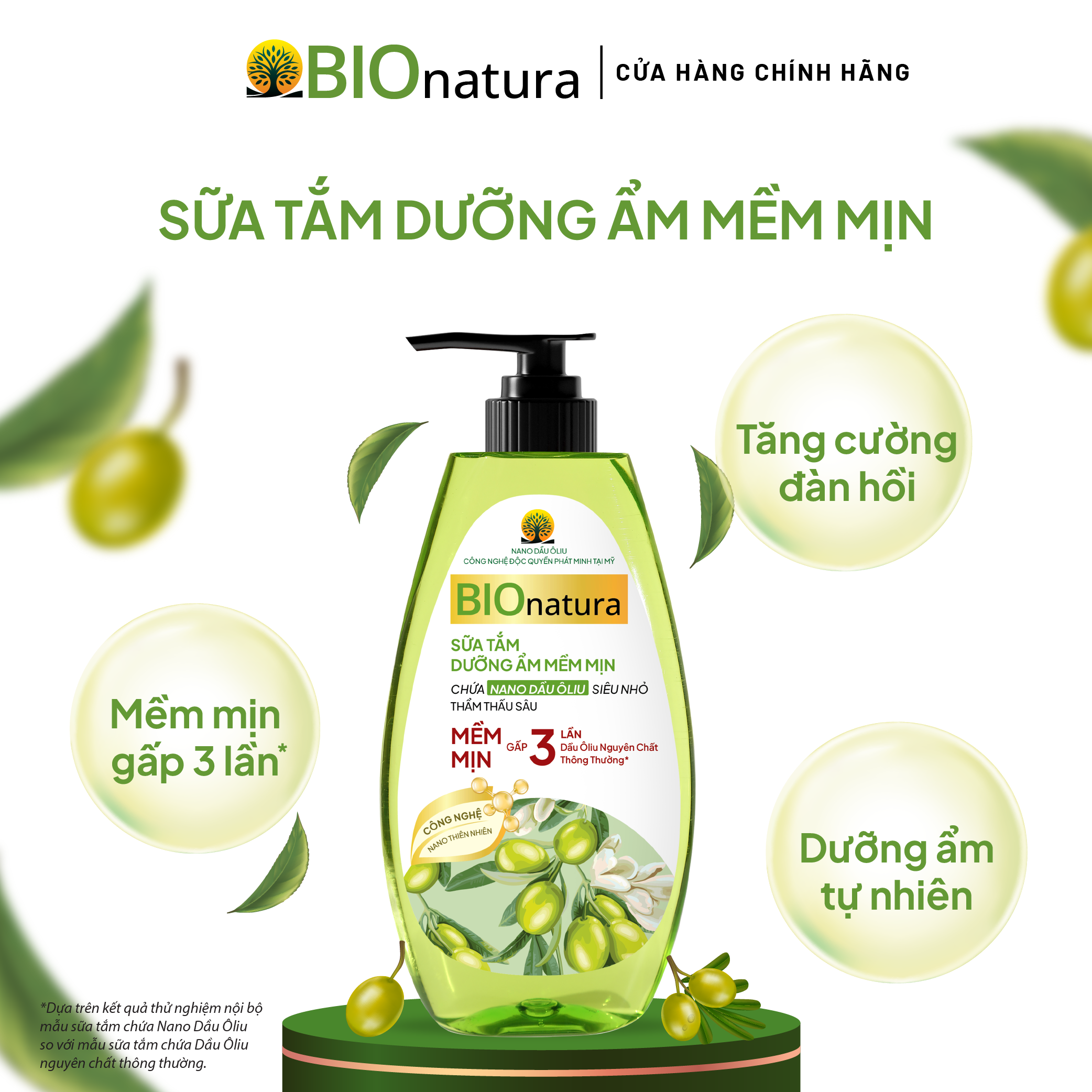 Sữa tắm Bionatura Nano Dầu Ôliu - Dưỡng Ẩm Mềm Mịn 650 ml