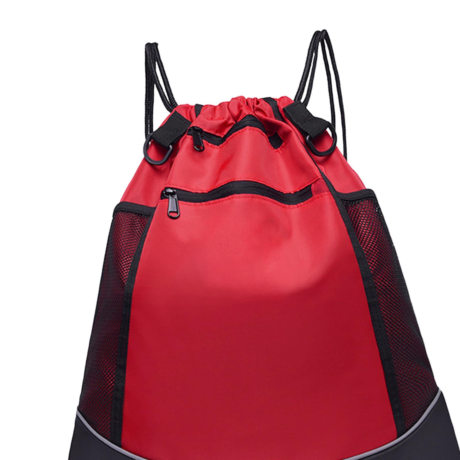 Drawstring Backpack Sports Gym with Mesh Pockets Water Resistant String Bag for Women Men Children