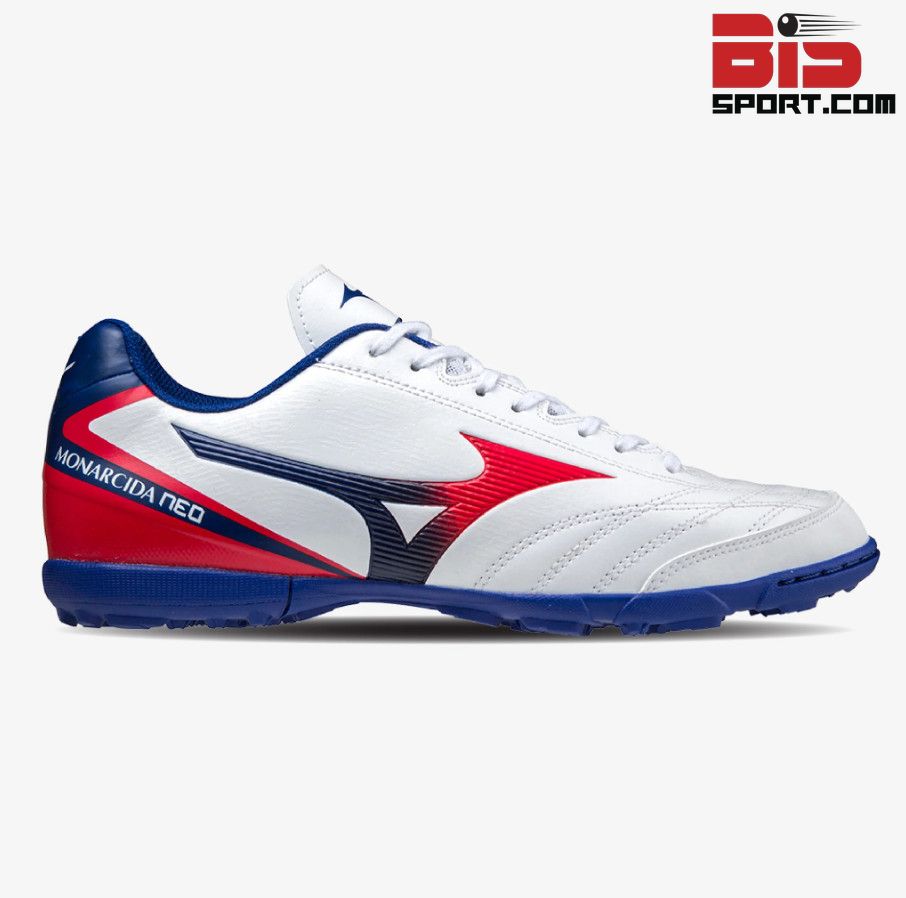 Giày Bóng Đá Mizuno Monarcida Neo Sala Select TF Trắng Xanh Đỏ - Hàng Chính Hãng Nhật Bản 100%