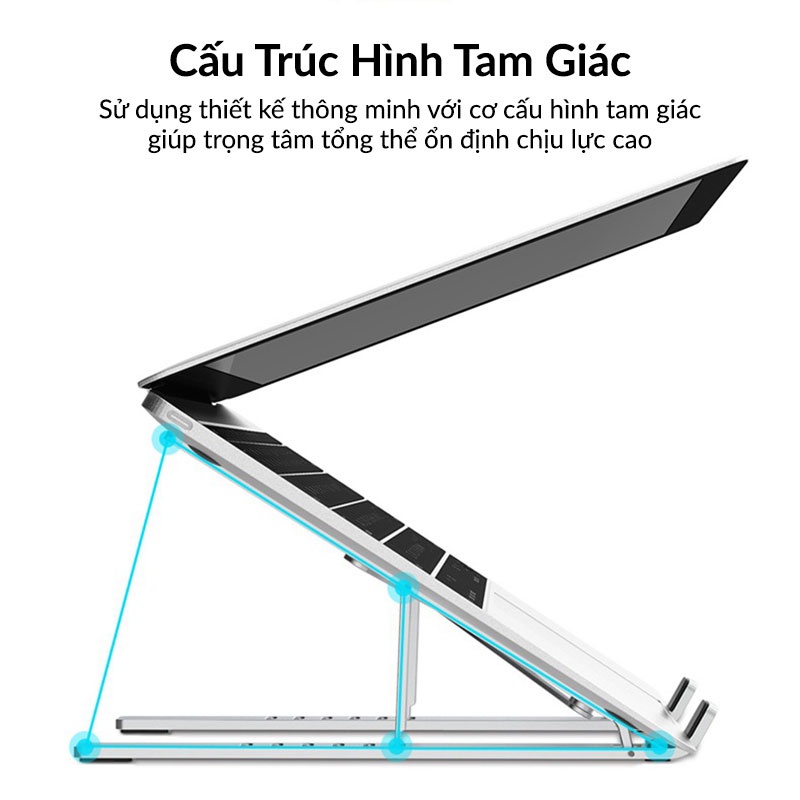 Giá Đỡ Laptop Stand WiWU S400 / ACOME ALS01 hợp kim Nhôm, Có Thể Gấp Gọn, 6 Mức Độ Điều Chỉnh Độ Cao, Tản Nhiệt Cho Macbook