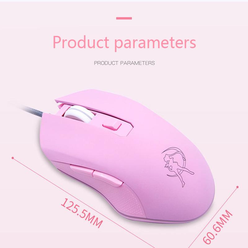 UTHAI DB49 Có Dây Dạ Quang Chuột Hồng 1600 Phụ Kiện Máy Tính Ngoại Vi Cô Gái Dễ Thương Cô Gái Chơi Game