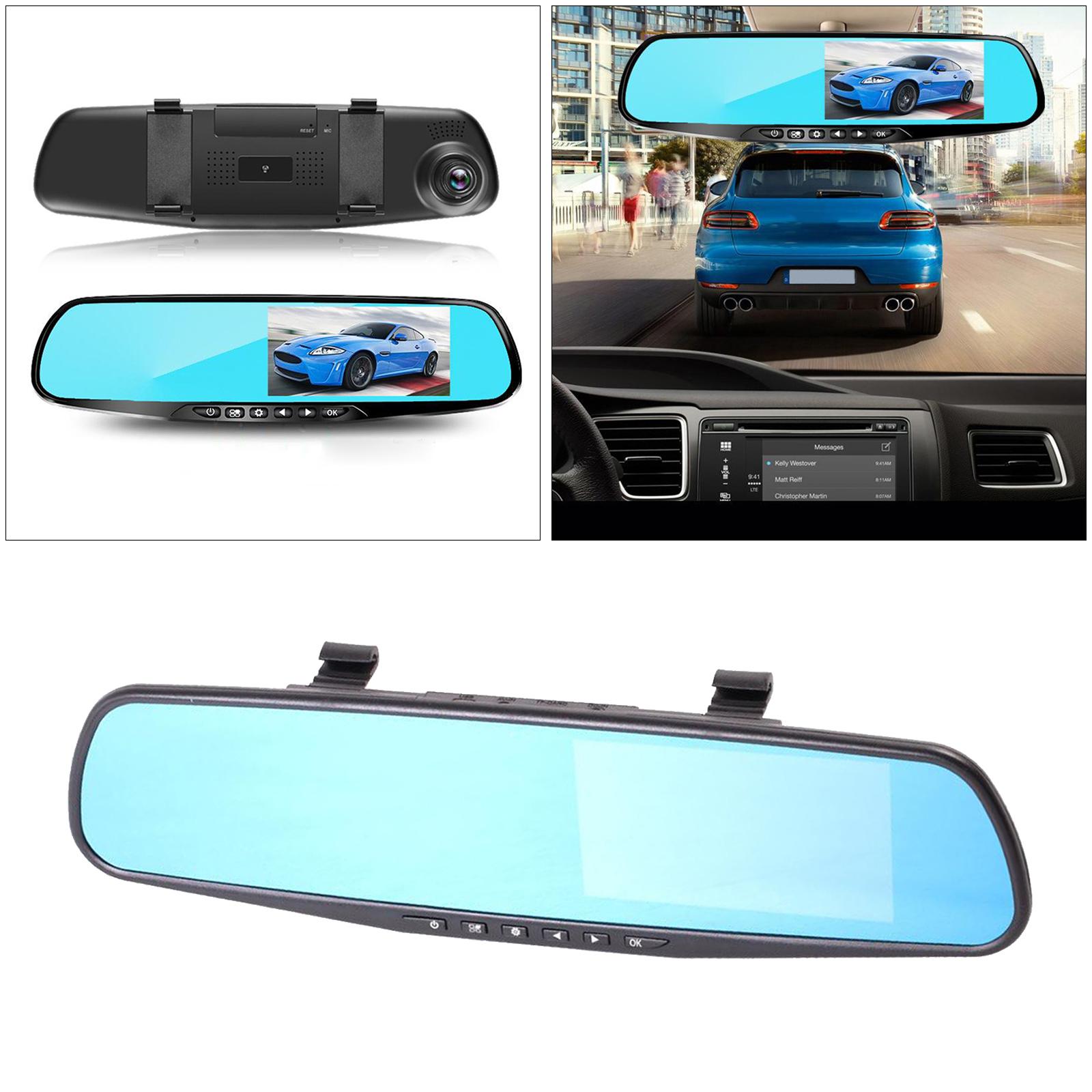 4.3 Inch Display HD Car 1080P Dash DVR Rearview Mirror Backup Camera Super Night Vision