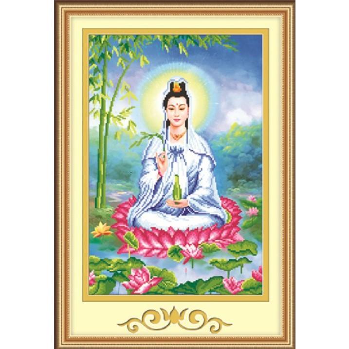 Tranh đá Quan Thế Âm Bồ Tát 77438 - kích thước: 45 * 65cm.