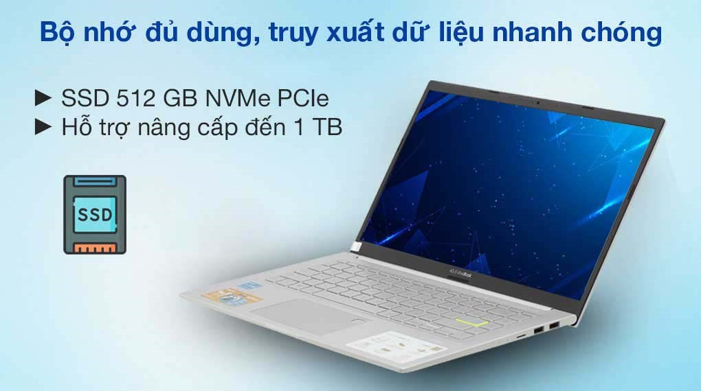 Laptop Asus A415EA i3 1115G4/8GB/512GB/14&quot;F/Win11/(AM2428W)/Bạc - Hàng chính hãng