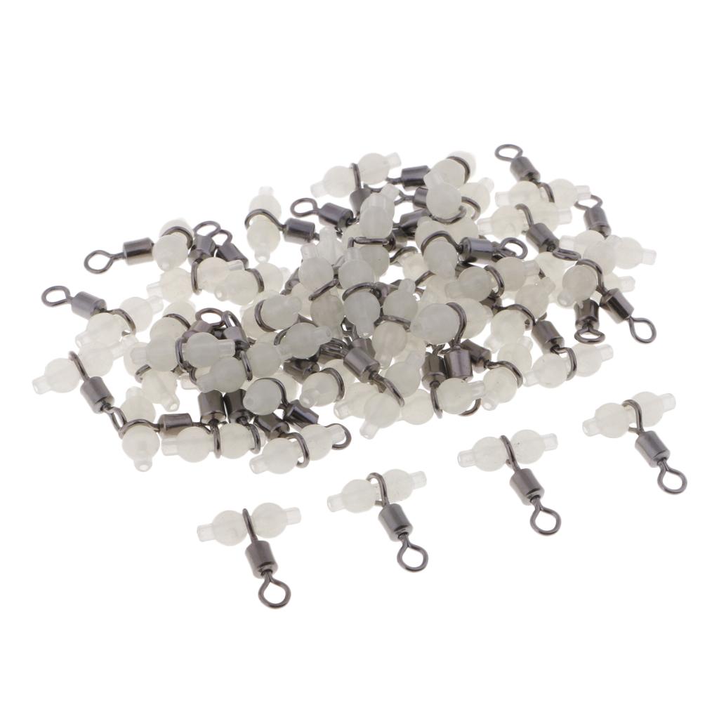 50x Luminous Gourd Rolling Swivel 3 Way Cross Line Connector Sea Fishing S