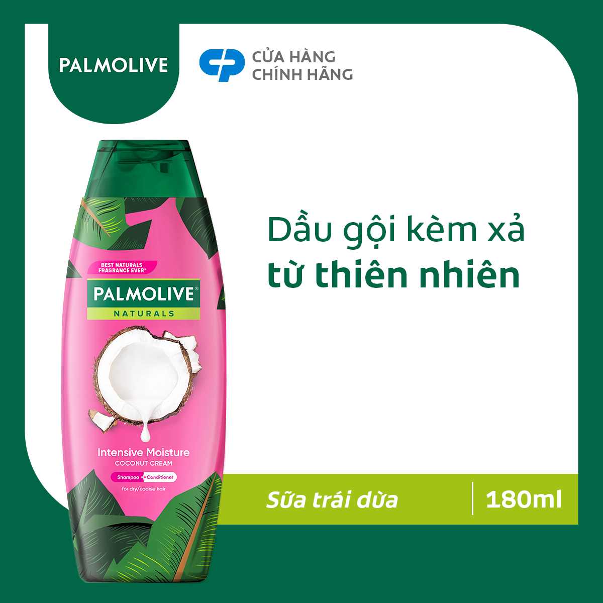 Dầu gội có dầu xả Palmolive Naturals suôn mượt và dưỡng ẩm thiên nhiên 180ml