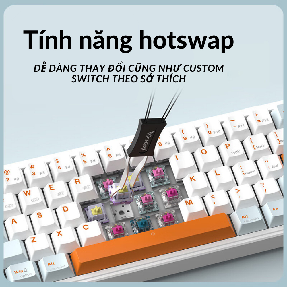 Bàn phím cơ không dây MONKA 3075 version2 - Hỗ trợ Hotswap - Có màn led tùy chỉnh gif - LED RGB mạch xuôi