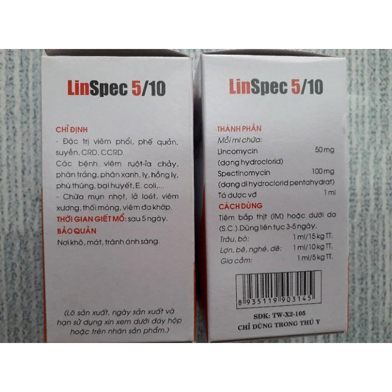 Linspec 5/10 chai chích 100ml. hen, khẹc gà đá