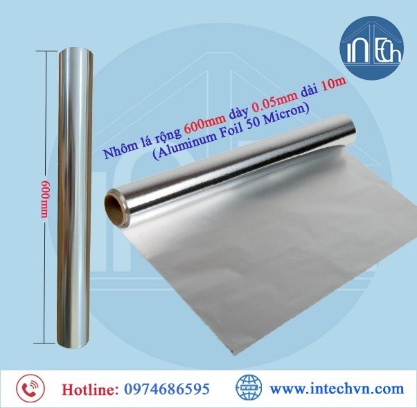 Màng nhôm Aluminum Foil 50 Micron (Giấy nhôm rộng 600mm dày 0.05mm dài 10m