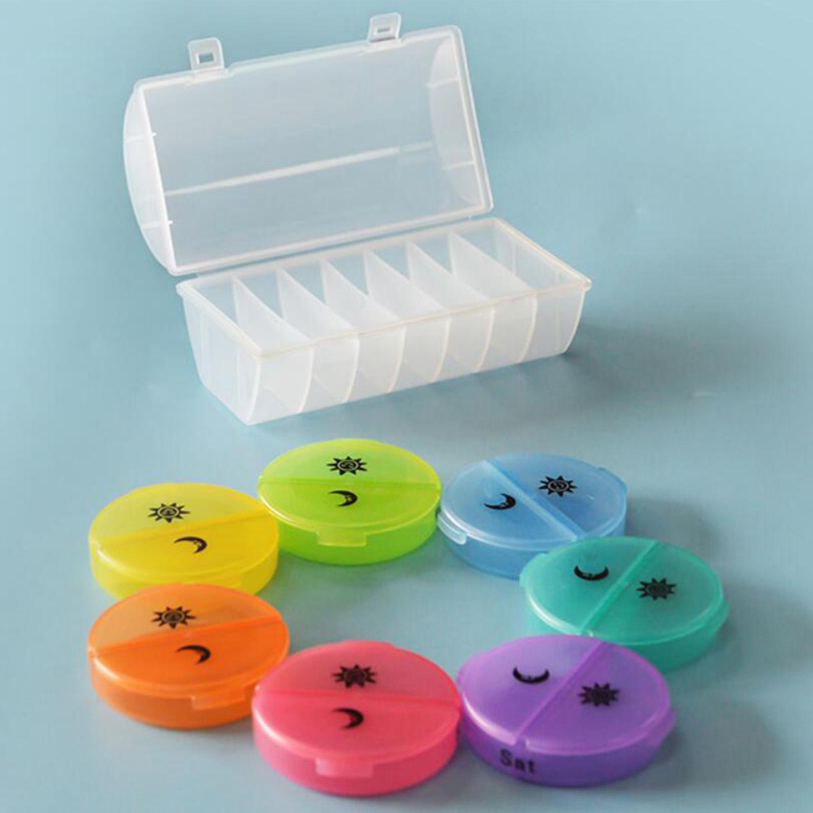 Rainbow Design Portable Seven-Day Pill Box Medicine Case Organiser for Vitamins Fish Oil