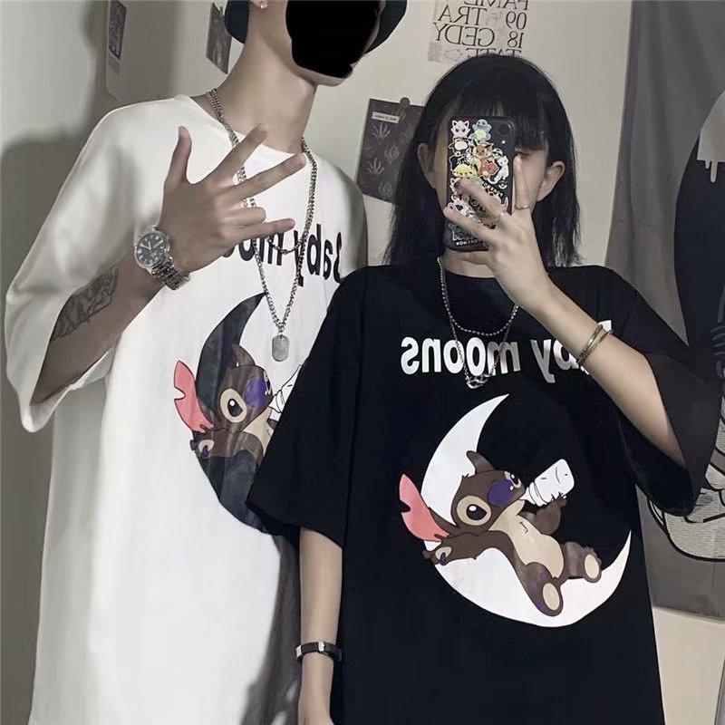 Áo Thun Tay Ngắn Cổ Tròn Hoạ Tiết In Thiết Kế Dáng Rộng 2 Màu Lựa Chọn Size M-5Xl