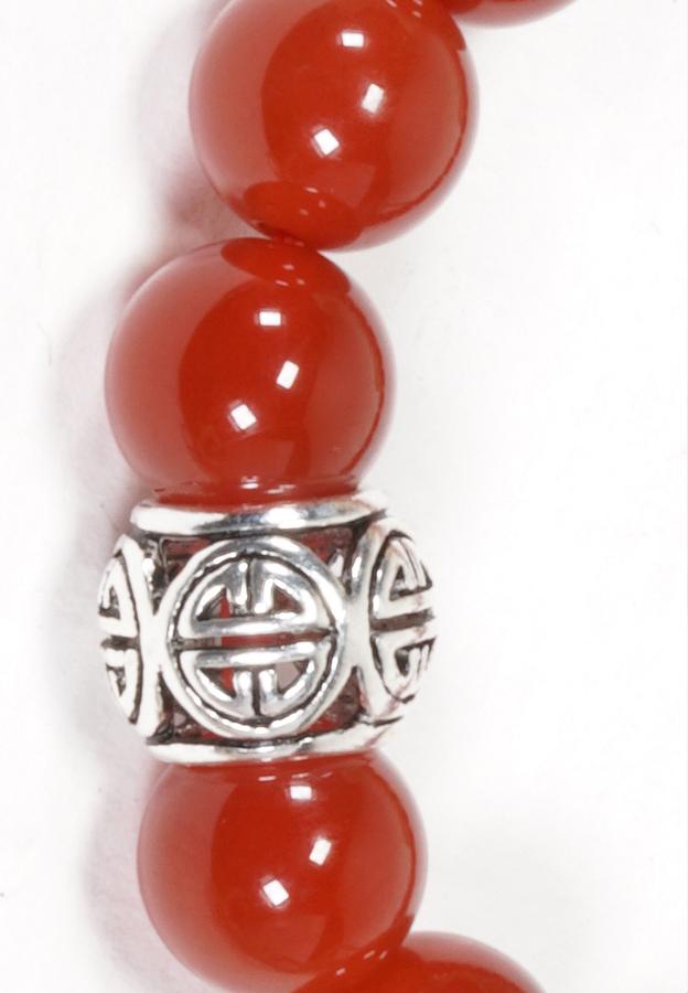 Vòng Đá mã não đỏ Đỏ Thiên Nhiên Phối Charm bạc Ngọc Quý Gemstones