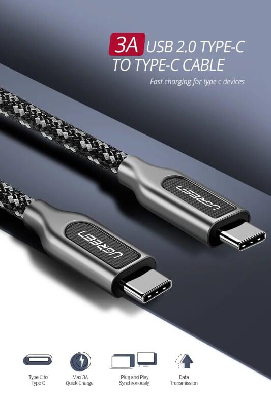 Ugreen UG50224US265TK 1M Dây USB Type-C sang USB 2.0 sạc và truyền dữ liệu - HÀNG CHÍNH HÃNG
