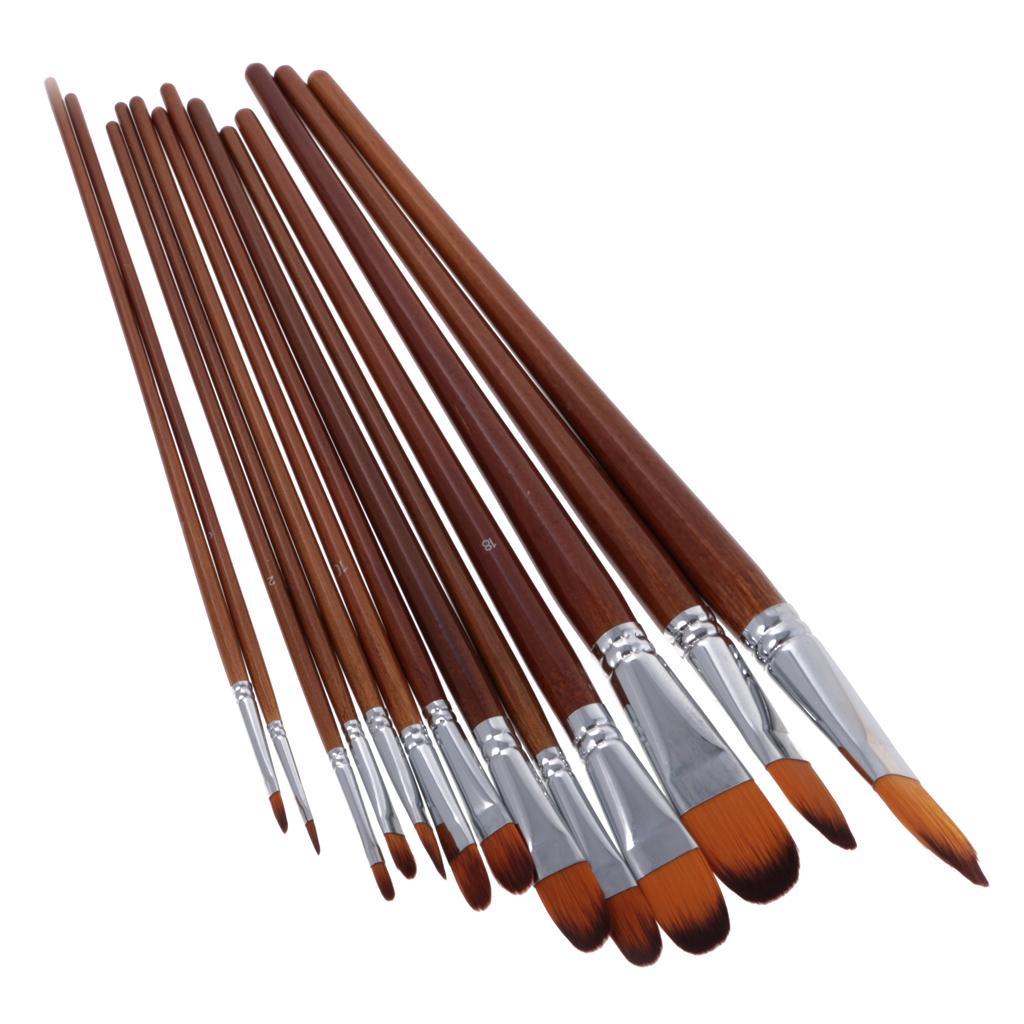 26 Sizes Professional Angular Paint Brush Nylon Hair Angled Paint Brushes Set Art Paintbrush for Artist Watercolor, Acrylic, Gouache, Oil Painting