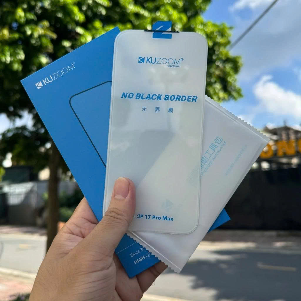 Kính cường lực KUZOOM không viền đen siêu trong suốt bảo vệ màng loa dành cho iphone 14 Plus / 15 Plus / 16 Plus / 14 Promax / 15 Promax / 17 PRomax - Hàng Chính HÃng