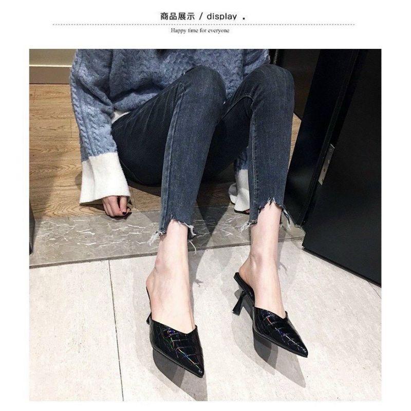 SỤC DA BÓNG VÂN RẮN MŨI NHỌN GÓT ĐŨA HÀNG ĐẸP - 7P