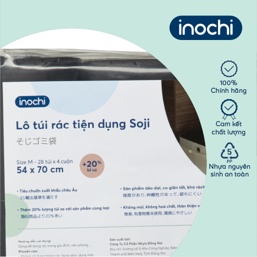 Lô túi rác tiện dụng Inochi - Soji 4 x 25L có quai