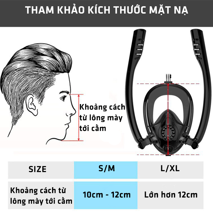 Mặt nạ lặn kèm ống thở full mặt