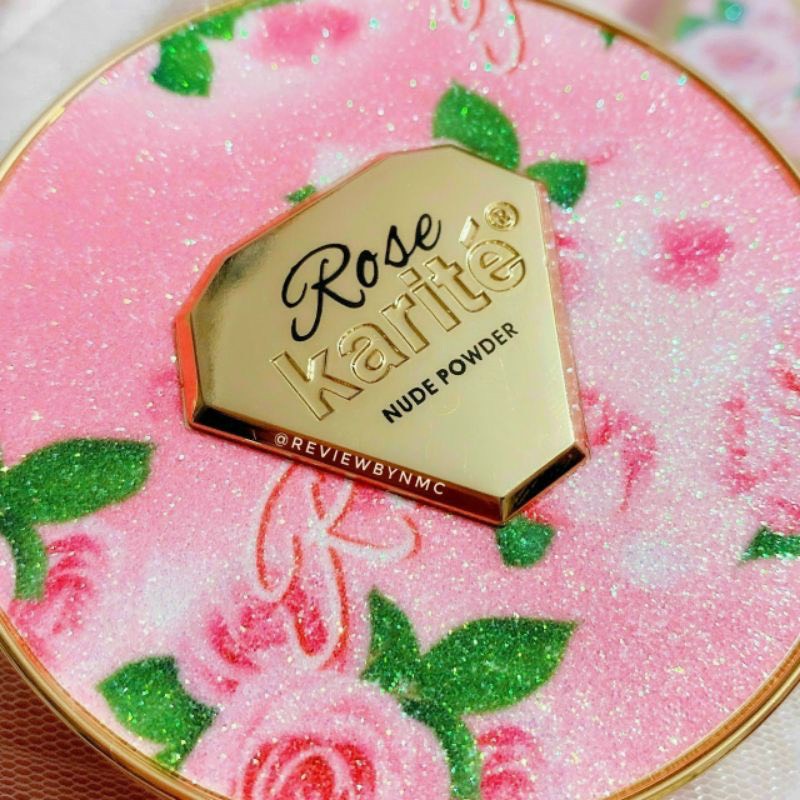 Phấn 2 Tầng Rose Karite’ Sẵn Bông Dặm, Gương Phấn Mịn Thiết Kế Đẹp