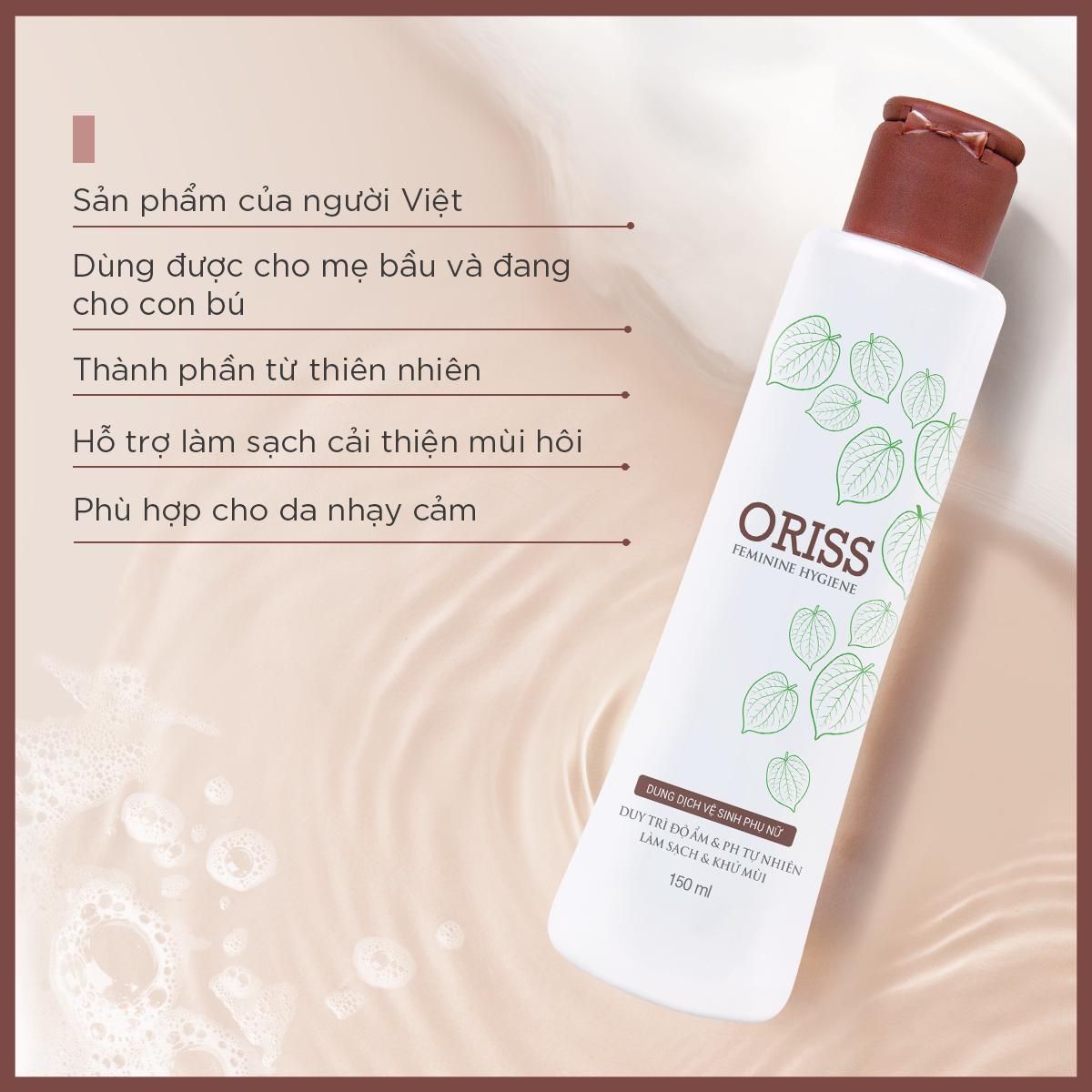Dung dịch vệ sinh phụ nữ Oriss chiết xuất trầu không kháng khuẩn khử mùi làm sạch dịu nhẹ 150ml
