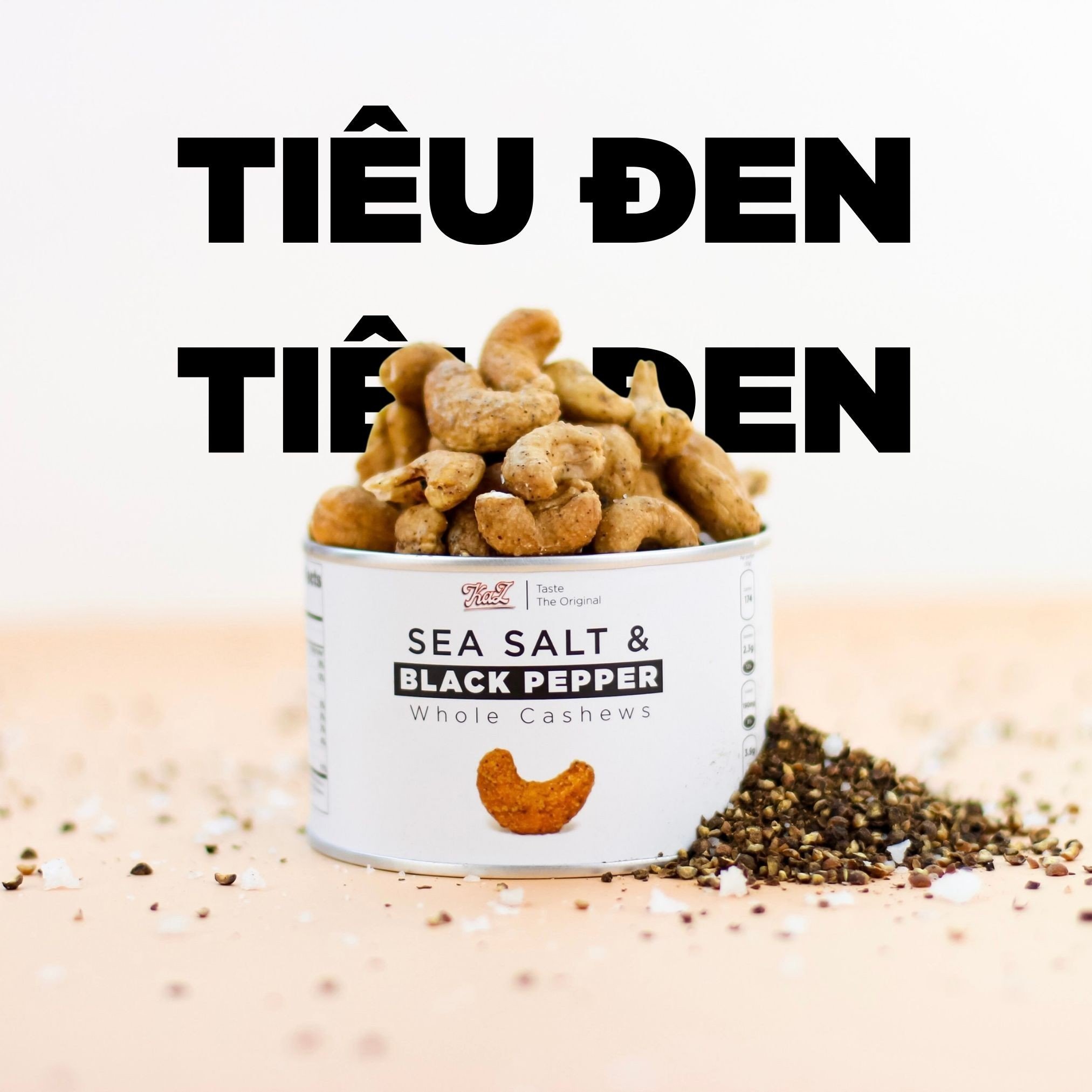 Hạt Điều Tiêu Đen Kaz 100g - Black Pepper Roasted Cashews