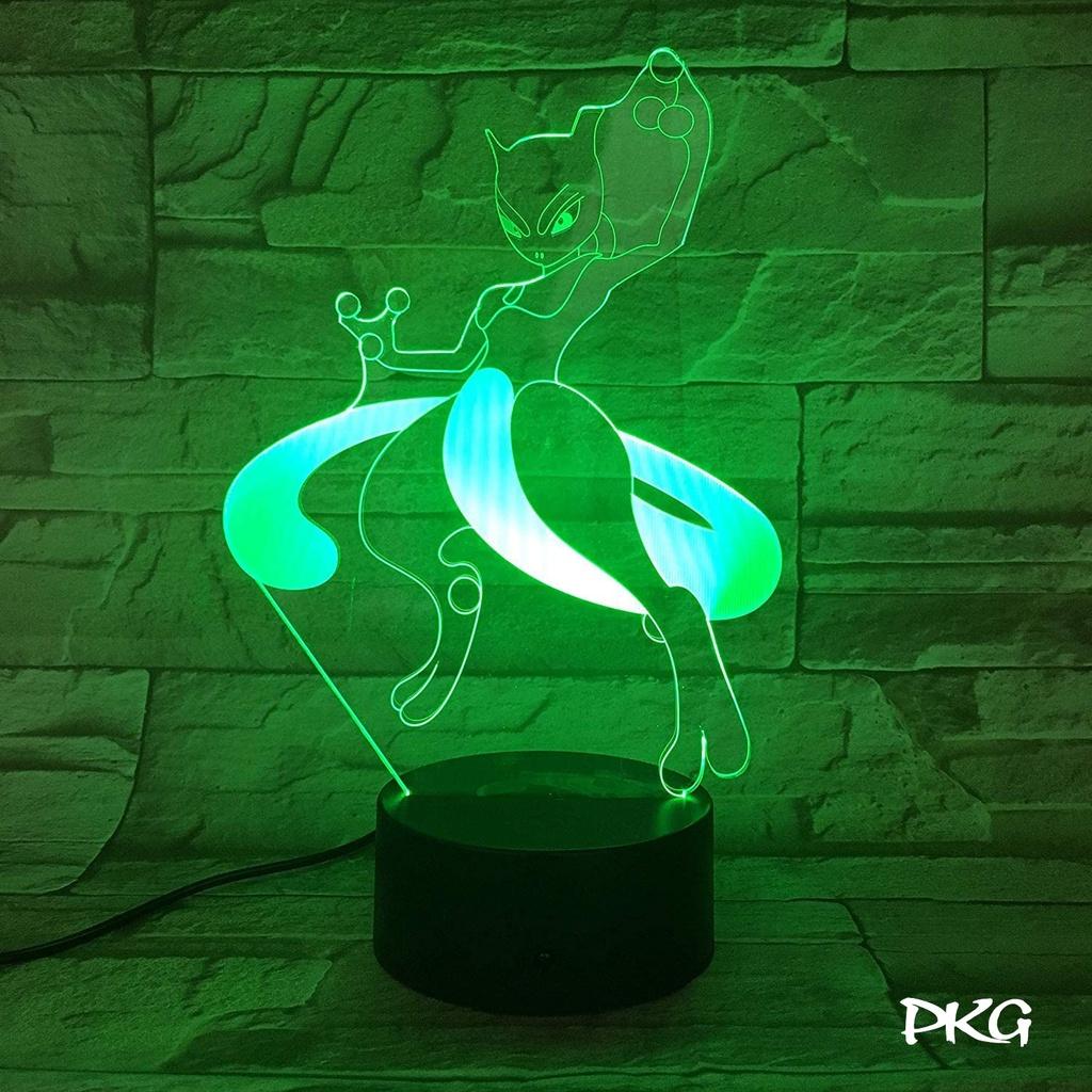 Đèn Ngủ Led 3D Hình POKEMON GRENINJA Quà Tặng Trang Trí cảm ứng có Điều khiển từ xa nháy sáng 16 màu