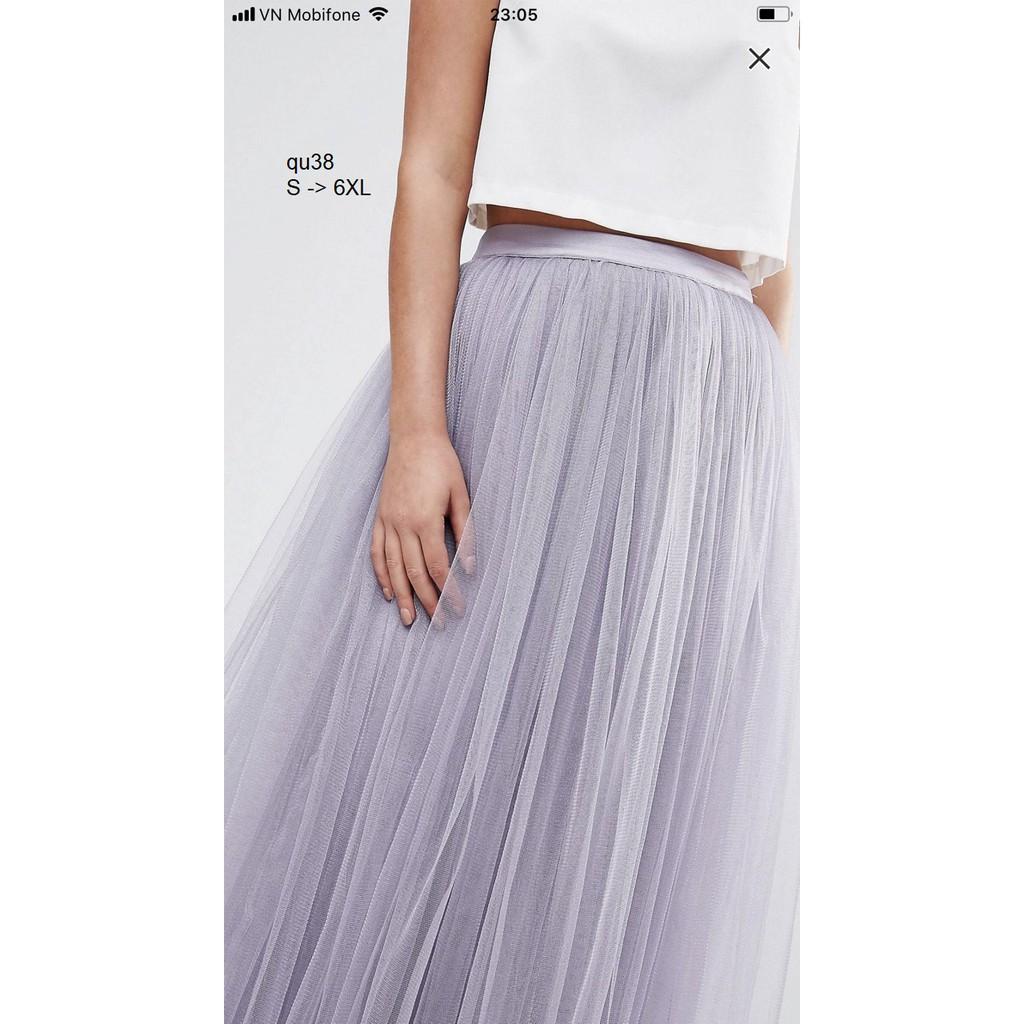 SKIRT116 CHÂN VÁY DÀI PHỐI VOAN LƯỚI
