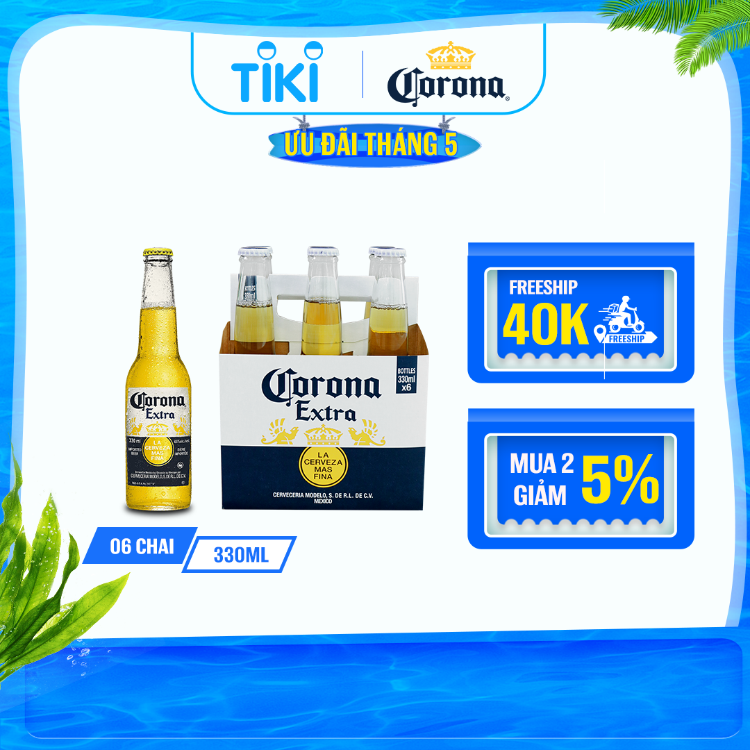 Lốc 6 Chai Bia Corona Extra Nhập Khẩu (330ml/chai)