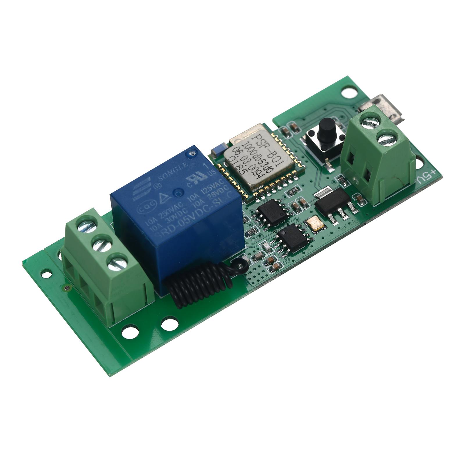 EWeLink USB DC5V Wifi Switch RF 433MHz Wireless Relay Module Smart Home Automation Modules Phone APP Remote Control Timer Switch Alexa Google Home Voice Control for Access Control System Inching/Self-Locking