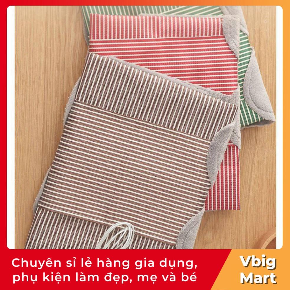 VB41 Tạp dề kẻ hoa CÓ KHĂN LAU TAY BÊN HÔNG, CÓ TÚI ĐỂ ĐIỆN THOẠI chống thấm nước
