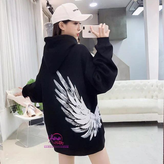 Áo hoodie nam nữ in cánh chim ghép đôi