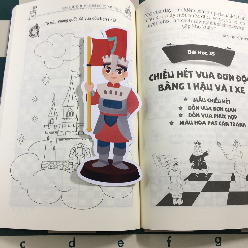 Bookmark Cờ vua, bộ đủ 6 nhân vật gồm quân Vua Hậu Xe Tượng Mã và Tốt (đánh dấu trang sách cho trẻ em yêu thích học chơi cờ vua)
