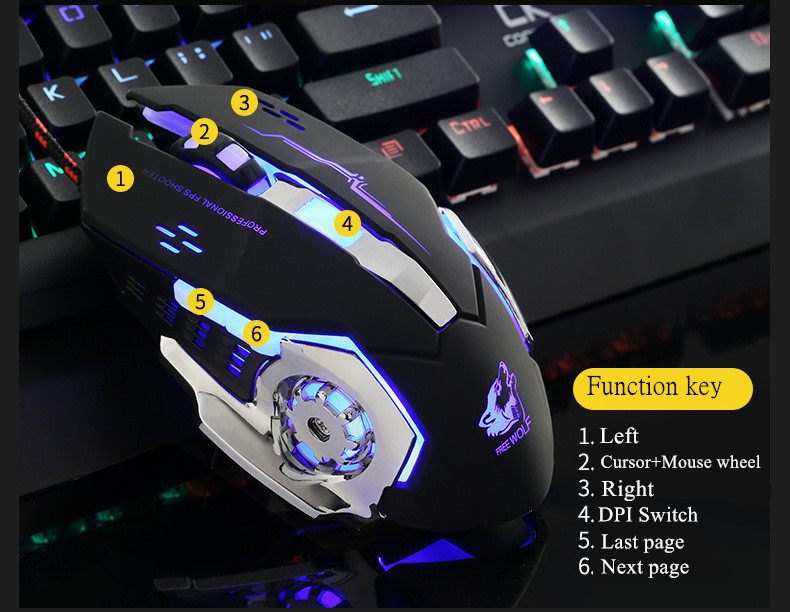 Chuột Chơi Game Có Dây V5 Led RGB 6 Phím Chuột Máy Tính Dây Dù Hỗ Trợ Marco - Hàng Chính Hãng giao màu ngẫu nhiên