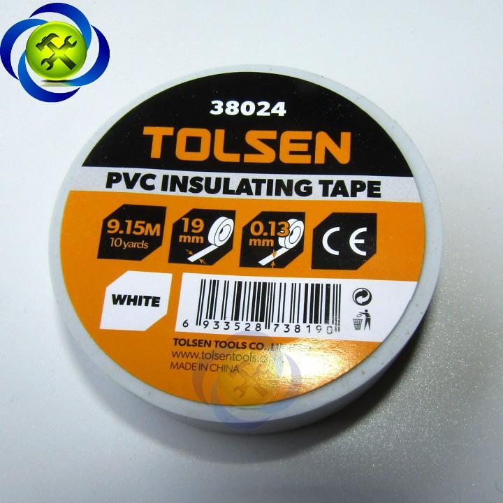 Băng keo điện trắng Tolsen 38024 dài 9.15M dày 0.13mm bảng 19mm