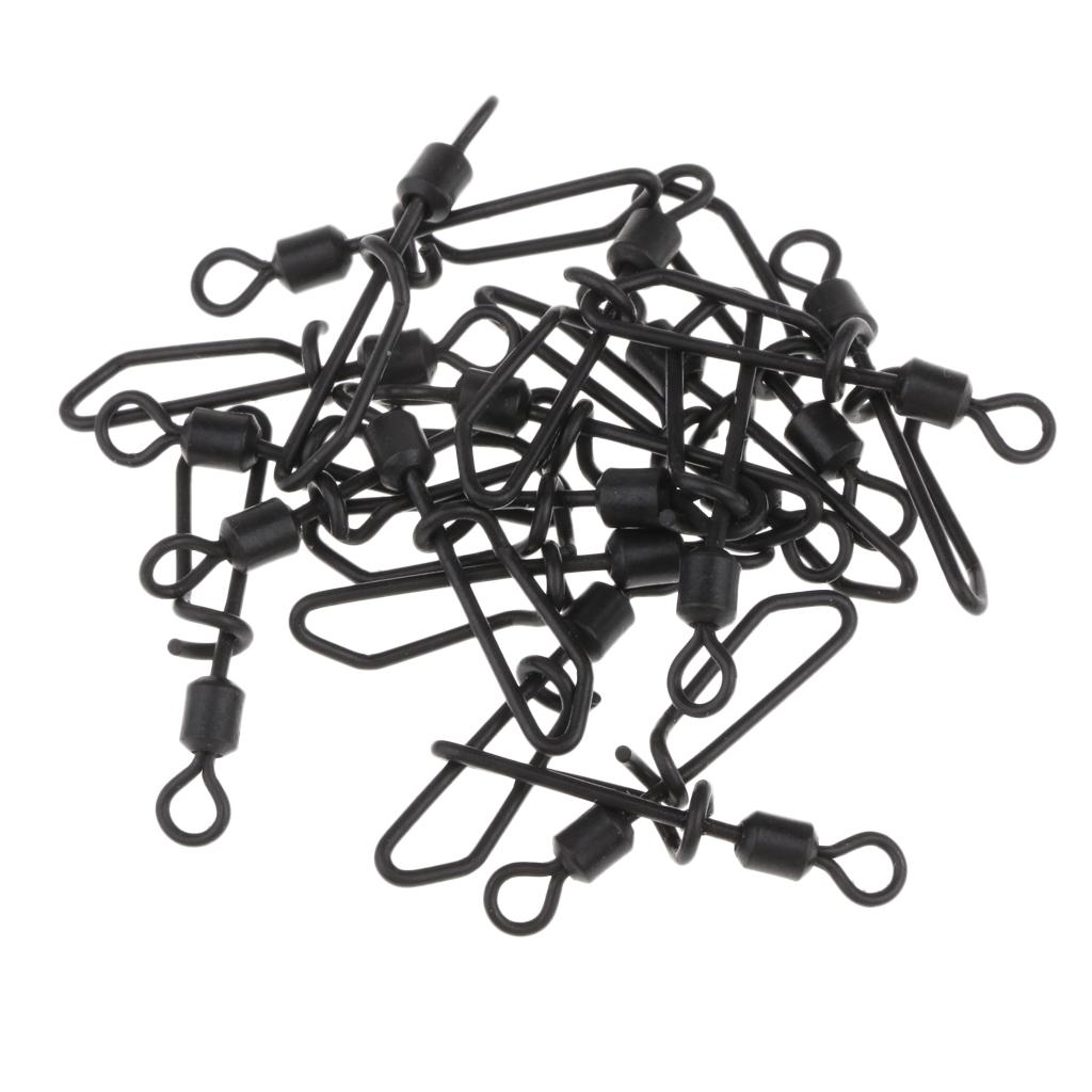 20pcs Q-Shaped Matt Black Carp Quick Change Swivel Fishing Terminal Tackle
