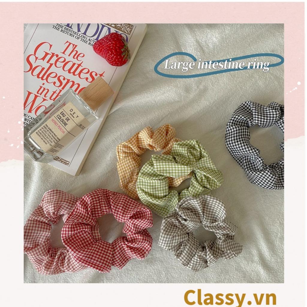 Scrunchies buộc tóc nhiều họa tiết; họa tiết tông kẻ sọc  nữ Classy tính thanh lịch PK735