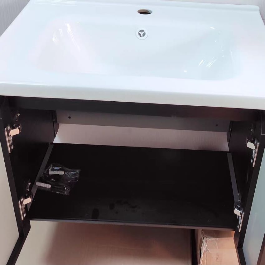 Bộ tủ lavabo treo tường bằng nhôm màu trắng kiểu dáng tinh tế