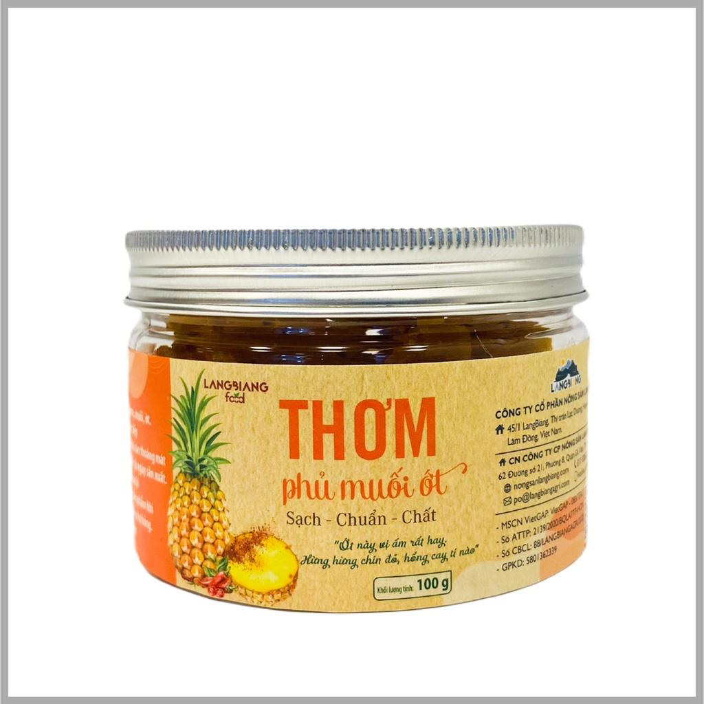 Thơm (dứa) phủ muối ớt Langbiang Food, 100g, hũ