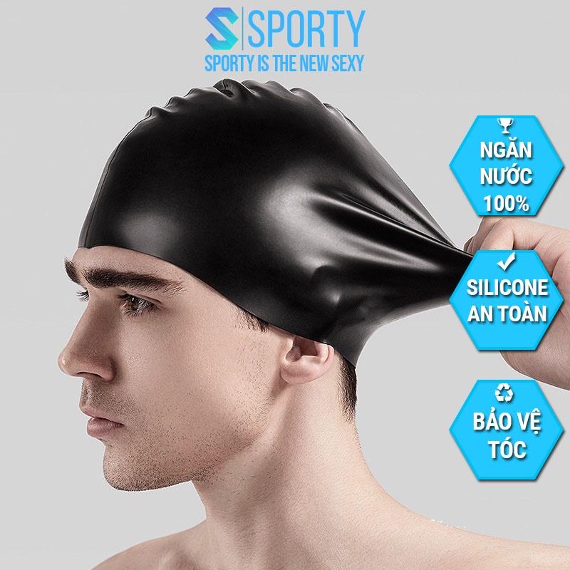 Mũ bơi người lớn, nón bơi người lớn cho nam nữ SPORTY CA31 mũ bơi trơn chất liệu silicone ngăn nước