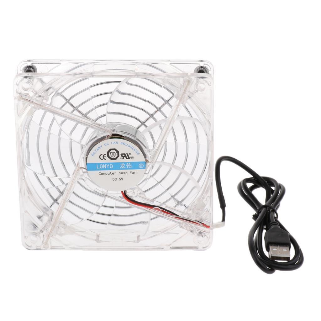 5V 12cm USB Power Silent Cooling Fan for Computer Case CPU Cooler Blue Led