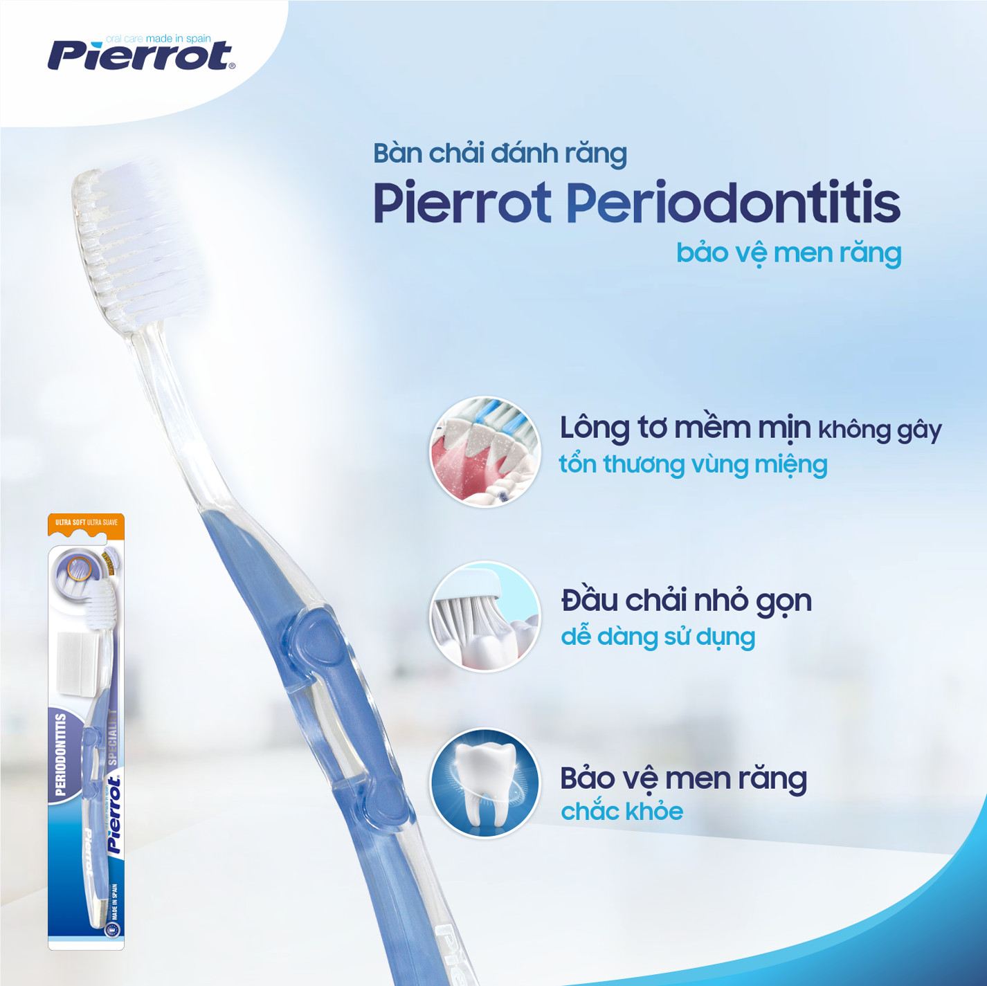 [ Mua 3 tặng 1 ] Bàn chải đánh răng Pierrot Periodontitis bảo vệ men răng