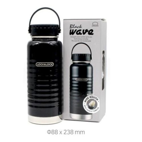 Bình Giữ Nhiệt Lock&amp;Lock Bằng Thép Không Gỉ Black Wave Handle Tumbler LHC4163BLK - 900ml - Hàng Chính Hãng